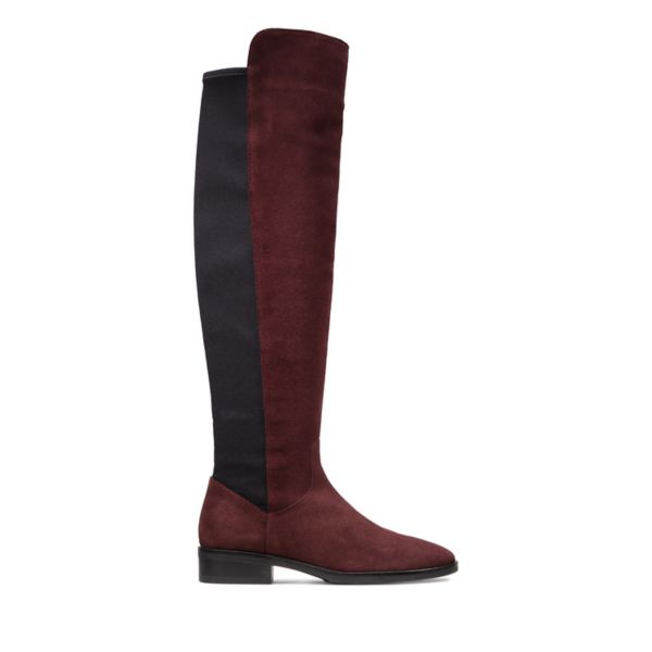 Clarks Womens Pure Caddy Knee High Boots Burgundy | USA-8546973